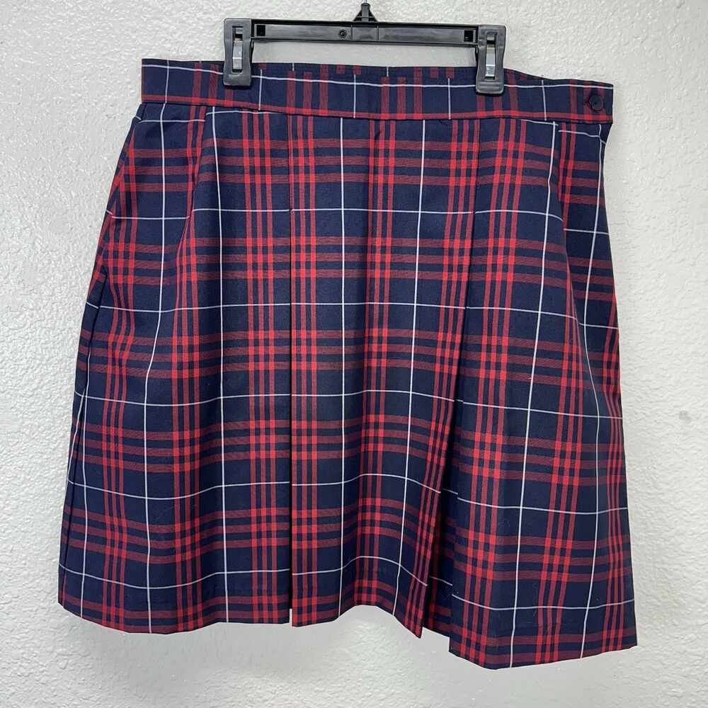 Dennis Uniform Girls Ward  Plaid Stitched Down Kick Pleat School Skirt Junior 15